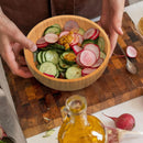 Tigelas de salada de bambu, tigelas grandes redondas de madeira de bambu de 20 cm para saladas/frutas/massas/legumes, tigela de servir à mão para entretenimento e festa, decoração de casa