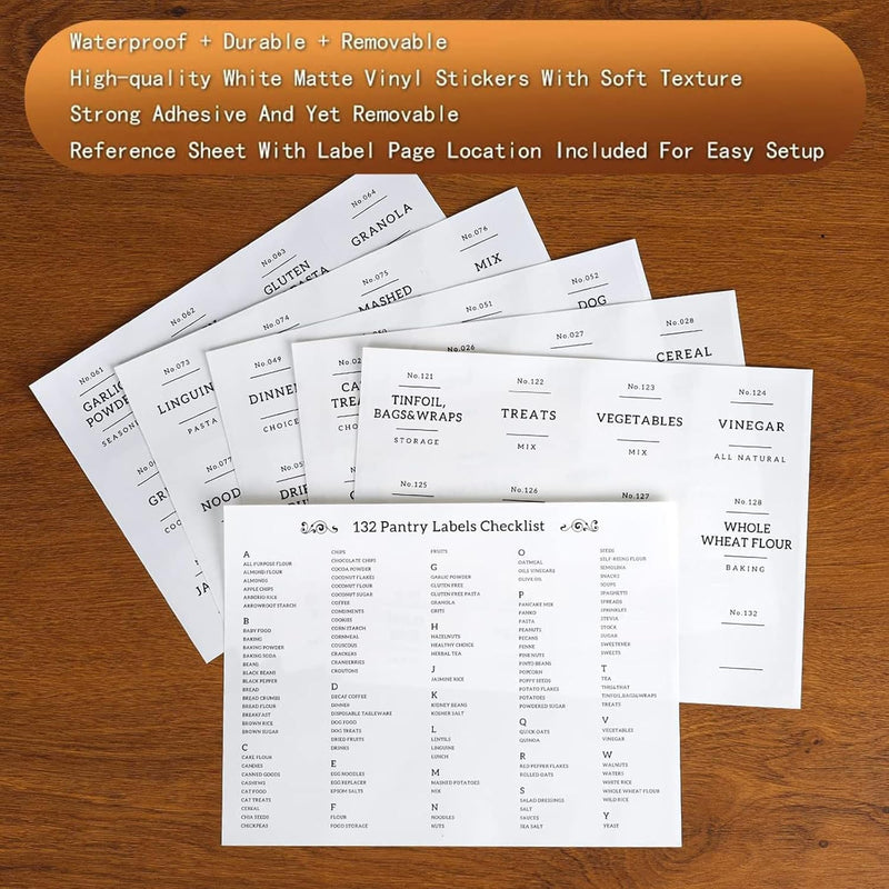 Pacote com 5 frascos de vidro com tampas herméticas de bambu - Recipientes empilháveis de armazenamento de alimentos com 132 etiquetas de despensa - com tampa de madeira para doces,