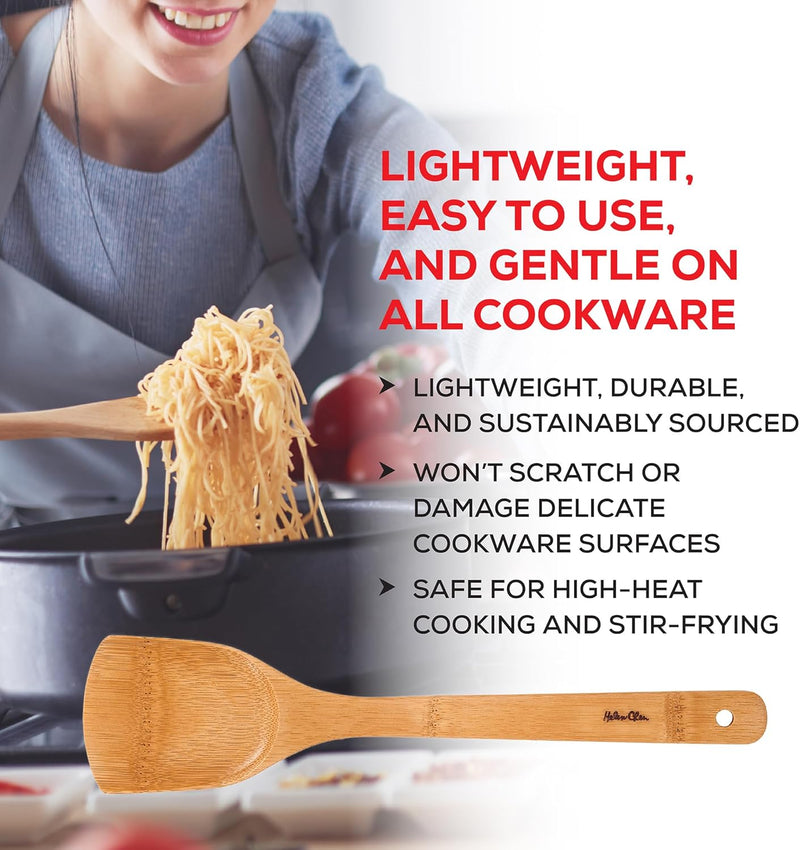 Espátula de bambu para fritar e utensílio de cozinha, 33 cm