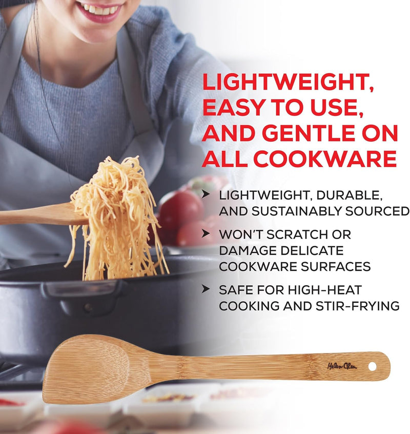 Espátula de bambu para fritar e utensílio de cozinha, 33 cm