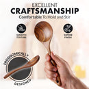 Zulay Kitchen Conjunto de colheres de madeira de 6 peças – Utensílios de teca macios resistentes ao calor com aderência confortável – leve e durável – fácil de limpar, perfeito para panelas