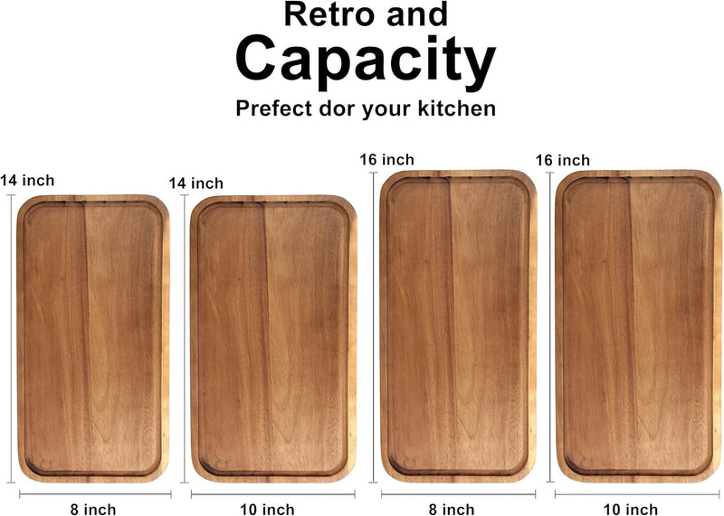 Rectangular Wooden Platters Long Charcuterie Boards Decorations Serving Trays Platter for Cookie, Snack, Appetizer, Dessert, Party, Food Dish Rectangle Acacia Wood Kitchen Platter Plates Cheese Board