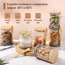 BAMBOO LAND- Glass Jars with Bamboo Lids and Spoons Set, 19 Oz, Set of 6, Glass Containers with Bamboo Lids Airtight for Loose Tea, Brown Sugar, Candy, Nuts