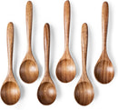 6 colheres de madeira para mel, colheres de madeira pequenas de 17 cm - Ótimo para chá, café e sopa, conjunto de colheres de mesa de servir de madeira, colher de chá de bambu a granel para