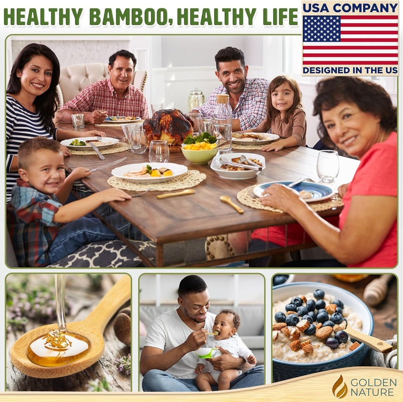 Conjunto de colheres de bambu (5 peças), pequenas colheres de chá de cozinha, colheres de madeira minúsculas perfeitas para açúcar, especiarias, temperos, café, geléia, ervas, mel e sobremesa