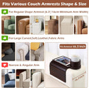 BAMBOOTRAY Bandeja de suporte de copo de sofá, mesa de braço de sofá 3 em 1, grande 48 x 33 cm, mesa lateral de bambu com clipe de sofá com suporte de copo de 360° para sofá, organizador