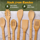 Conjunto de utensílios de madeira, utensílios de bambu – 7 peças de colheres de madeira para cozinhar, fácil de limpar, resistente, leve e resistente ao calor