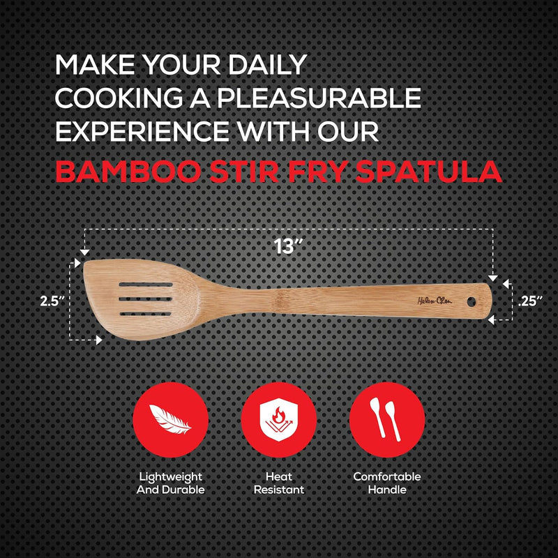 Espátula de bambu para fritar e utensílio de cozinha, 33 cm