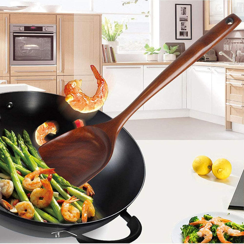Espátula wok grande de madeira