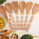 Riveira Colheres de cozinha de bambu com 6 peças – Conjunto de utensílios de cozinha de madeira com colheres de madeira para cozinhar e espátulas, conjuntos de utensílios de madeira – Conjunto de