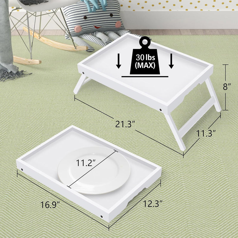 Artmeer Bed Tray Table with Folding Legs,Bamboo Breakfast in Bed for TV Table, Laptop Computer Tray,Eating,Snack Tray(Bamboo)