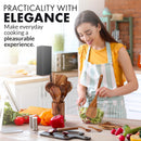 Zulay Kitchen Conjunto de colheres de madeira de 6 peças – Utensílios de teca macios resistentes ao calor com aderência confortável – leve e durável – fácil de limpar, perfeito para panelas