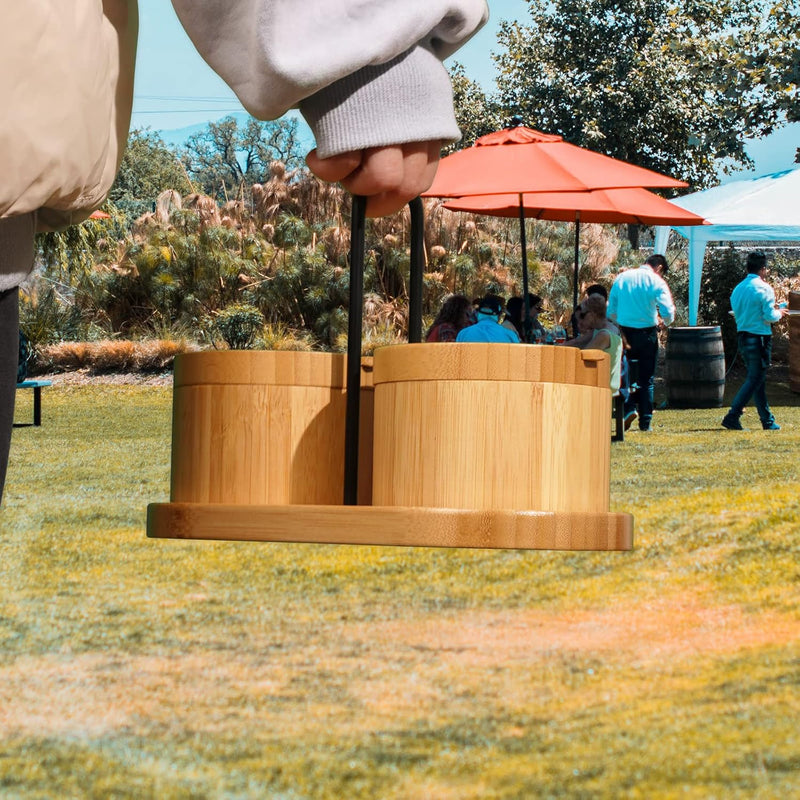 Adega de sal de bambu com mini colher