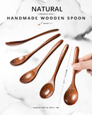 6 colheres de madeira para mel, colheres de madeira pequenas de 17 cm - Ótimo para chá, café e sopa, conjunto de colheres de mesa de servir de madeira, colher de chá de bambu a granel para