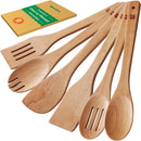 Riveira Colheres de cozinha de bambu com 6 peças – Conjunto de utensílios de cozinha de madeira com colheres de madeira para cozinhar e espátulas, conjuntos de utensílios de madeira – Conjunto de