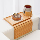 BAMBOOTRAY Bandeja de suporte de copo de sofá, mesa de braço de sofá 3 em 1, grande 48 x 33 cm, mesa lateral de bambu com clipe de sofá com suporte de copo de 360° para sofá, organizador