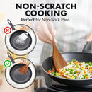 Zulay Kitchen Conjunto de colheres de madeira de 6 peças – Utensílios de teca macios resistentes ao calor com aderência confortável – leve e durável – fácil de limpar, perfeito para panelas