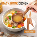 Conjunto de utensílios de cozinha de madeira teca natural de 9 peças com descanso de colher - Suporte de colheres e utensílios de cozinha com aderência confortável