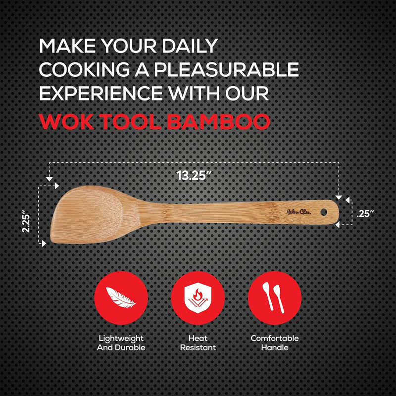 Espátula de bambu para fritar e utensílio de cozinha, 33 cm