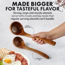 Zulay Kitchen Conjunto de colheres de madeira de 6 peças – Utensílios de teca macios resistentes ao calor com aderência confortável – leve e durável – fácil de limpar, perfeito para panelas