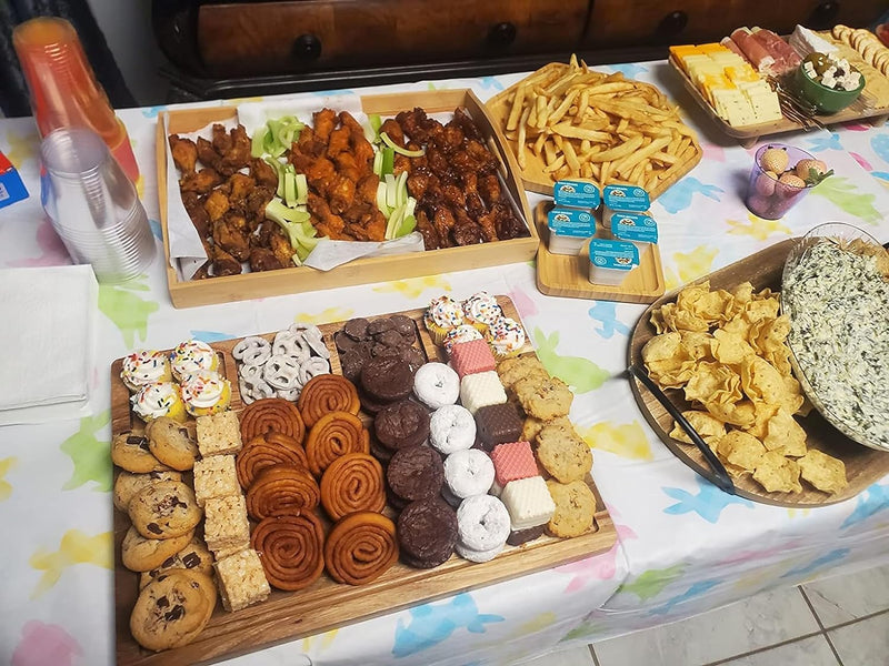 Conjunto de Bandejas de Bambu com Alças – 4 Peças para Servir, Petiscos e Jantar em Família