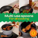 Riveira Colheres de cozinha de bambu com 6 peças – Conjunto de utensílios de cozinha de madeira com colheres de madeira para cozinhar e espátulas, conjuntos de utensílios de madeira – Conjunto de