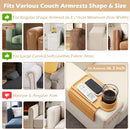 BAMBOOTRAY Bandeja de suporte de copo de sofá, mesa de braço de sofá 3 em 1, grande 48 x 33 cm, mesa lateral de bambu com clipe de sofá com suporte de copo de 360° para sofá, organizador