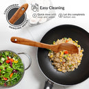 Zulay Kitchen Conjunto de colheres de madeira de 6 peças – Utensílios de teca macios resistentes ao calor com aderência confortável – leve e durável – fácil de limpar, perfeito para panelas