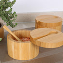 Adega de sal de bambu com mini colher