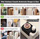 BAMBOOTRAY Bandeja de suporte de copo de sofá, mesa de braço de sofá 3 em 1, grande 48 x 33 cm, mesa lateral de bambu com clipe de sofá com suporte de copo de 360° para sofá, organizador