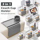 BAMBOOTRAY Bandeja de suporte de copo de sofá, mesa de braço de sofá 3 em 1, grande 48 x 33 cm, mesa lateral de bambu com clipe de sofá com suporte de copo de 360° para sofá, organizador