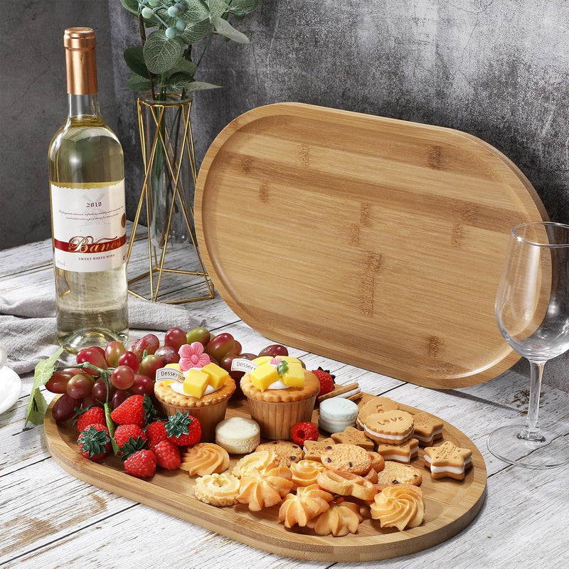 Conjunto com 4 Bandejas Ovais de Bambu – Rústicas para Chá, Café, Doces e Sobremesas