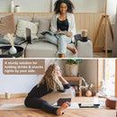 Bandeja de suporte de copo de sofá, bandeja de braço de sofá de bambu com suporte giratório de 360°, bandeja de descanso de braço de sofá dobrável 3 em 1 para controle remoto/lanches/xícaras/bebidas