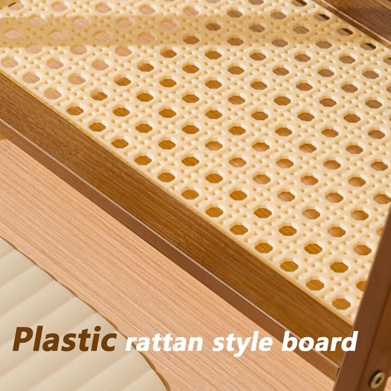 Organizador de estação de café com aparência de vime, suporte de caneca de bambu, prateleira de balcão de cozinha para acessórios de chá e café, suporte de matcha, expositor de xícara, rack