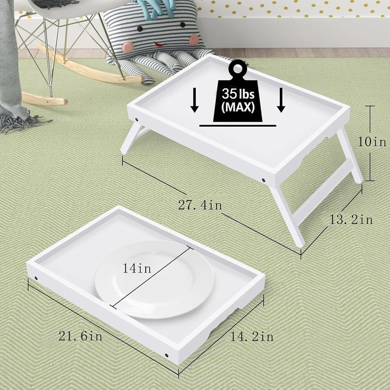 Artmeer Bed Tray Table with Folding Legs,Bamboo Breakfast in Bed for TV Table, Laptop Computer Tray,Eating,Snack Tray(Bamboo)