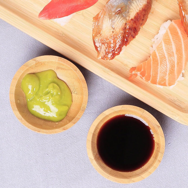 Conjunto de tigelas de mergulho, pequenas tigelas de bambu para molho de soja/condimento/lanches, mini tigelas de servir para tábua de charcutaria para churrasco/entretenimento, ramequins de