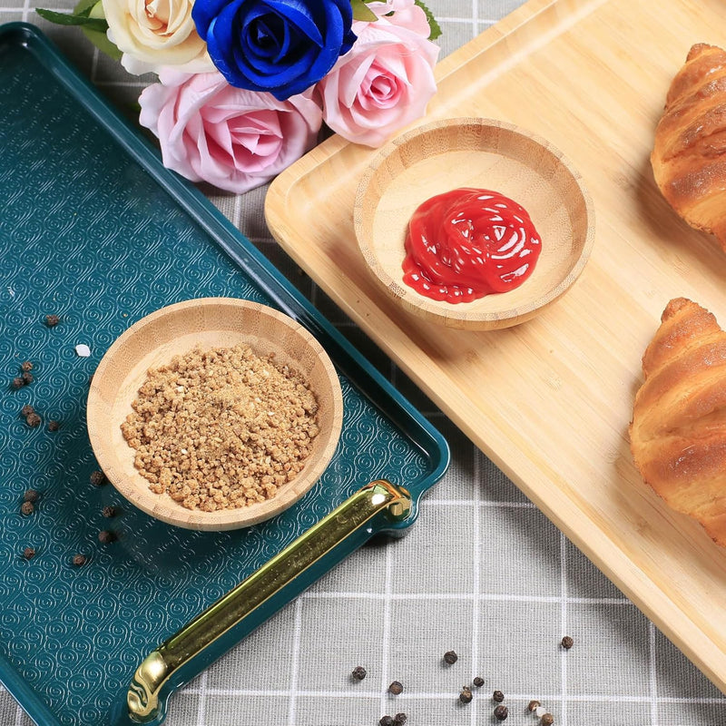Tigelas de servir de bambu, tigelas pequenas de lanche para charcutaria, frutas/doces, tigelas de imersão feitas à mão de 100 ml para temperos/salsa/molho de tomate, ramequins de madeira de