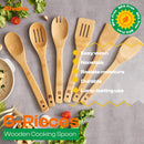 Riveira Colheres de cozinha de bambu com 6 peças – Conjunto de utensílios de cozinha de madeira com colheres de madeira para cozinhar e espátulas, conjuntos de utensílios de madeira – Conjunto de