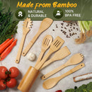 Conjunto de utensílios de madeira, utensílios de bambu – 7 peças de colheres de madeira para cozinhar, fácil de limpar, resistente, leve e resistente ao calor