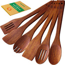 Riveira Colheres de cozinha de bambu com 6 peças – Conjunto de utensílios de cozinha de madeira com colheres de madeira para cozinhar e espátulas, conjuntos de utensílios de madeira – Conjunto de