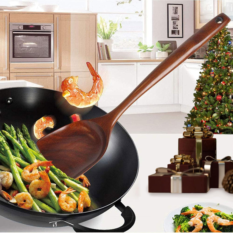 Espátula wok grande de madeira