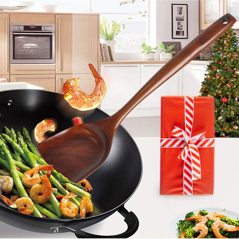 Espátula wok grande de madeira