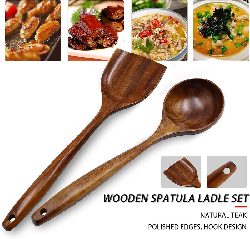 Espátula wok grande de madeira