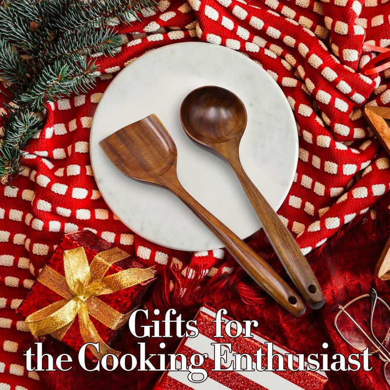 Espátula wok grande de madeira