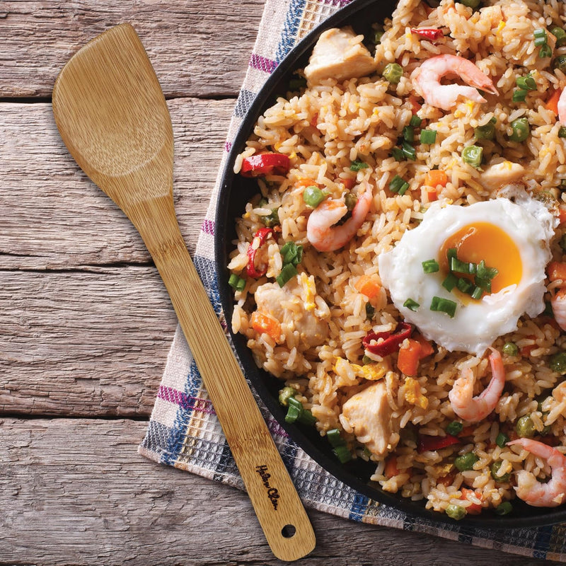 Espátula de bambu para fritar e utensílio de cozinha, 33 cm