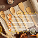 Riveira Colheres de cozinha de bambu com 6 peças – Conjunto de utensílios de cozinha de madeira com colheres de madeira para cozinhar e espátulas, conjuntos de utensílios de madeira – Conjunto de