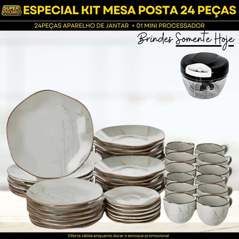 KIT APARELHO DE JANTAR 12 PEÇAS + MINI PROCESSADOR