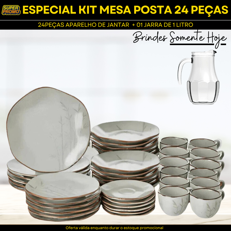 KIT APARELHO DE JANTAR 24 PEÇAS + JARRA DE 1 LITRO
